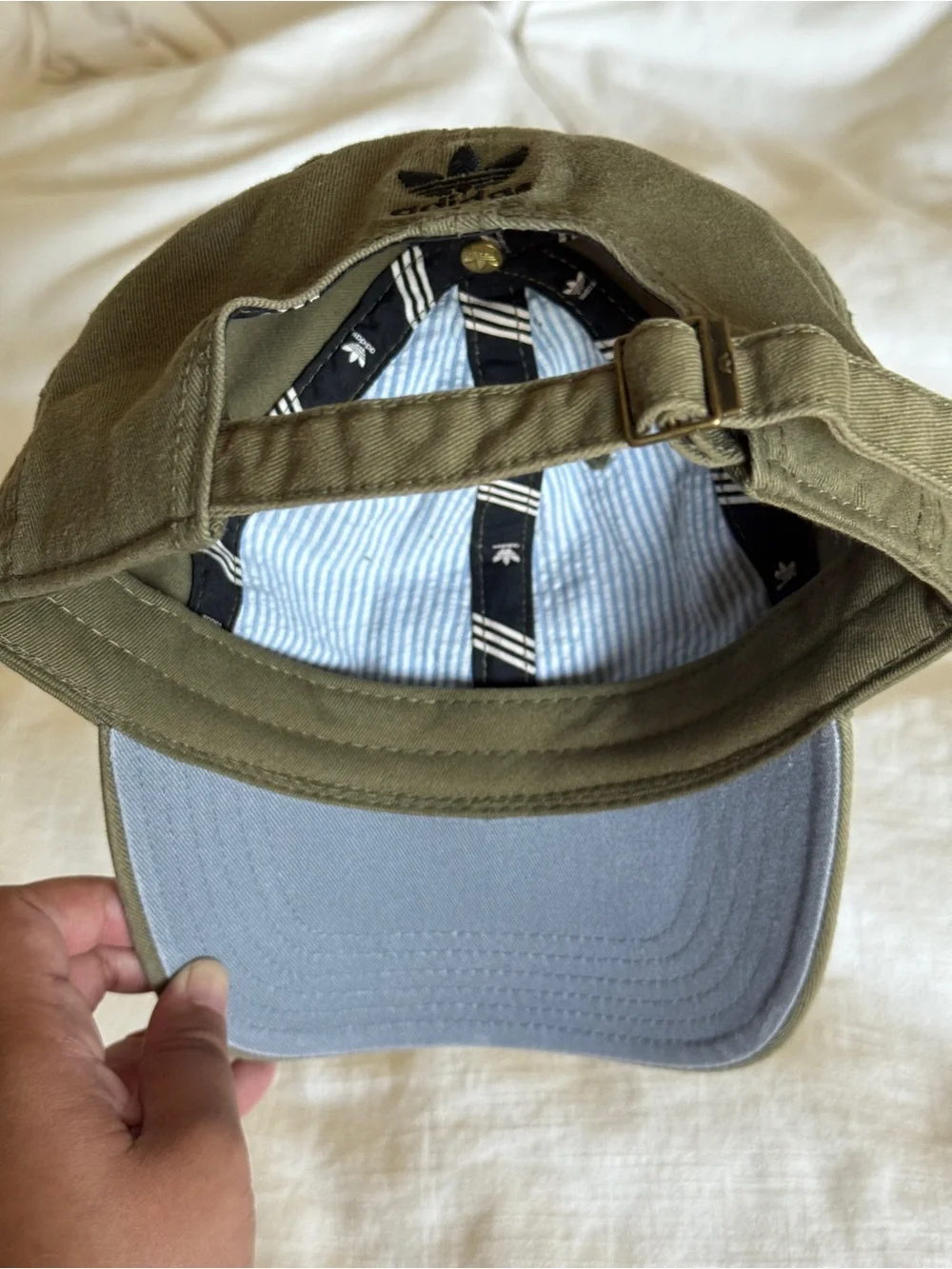 adidas embroidered Trefoil cotton baseball cap in olive green NWOT